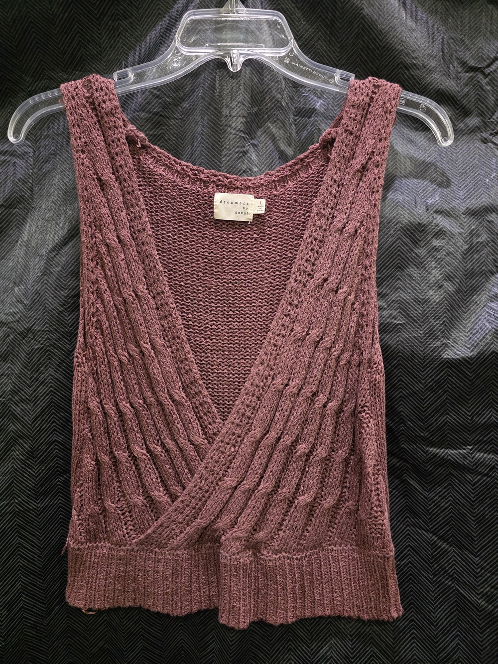 Dreamers By Debut Women's Mauve Textured Knit Sweater Sleeveless Tank Size Lg